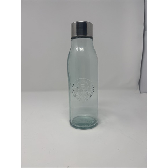 Starbucks Blue Green Recycled Glass Water Bottle 20 oz RARE Limited Edition - Picture 2 of 3
